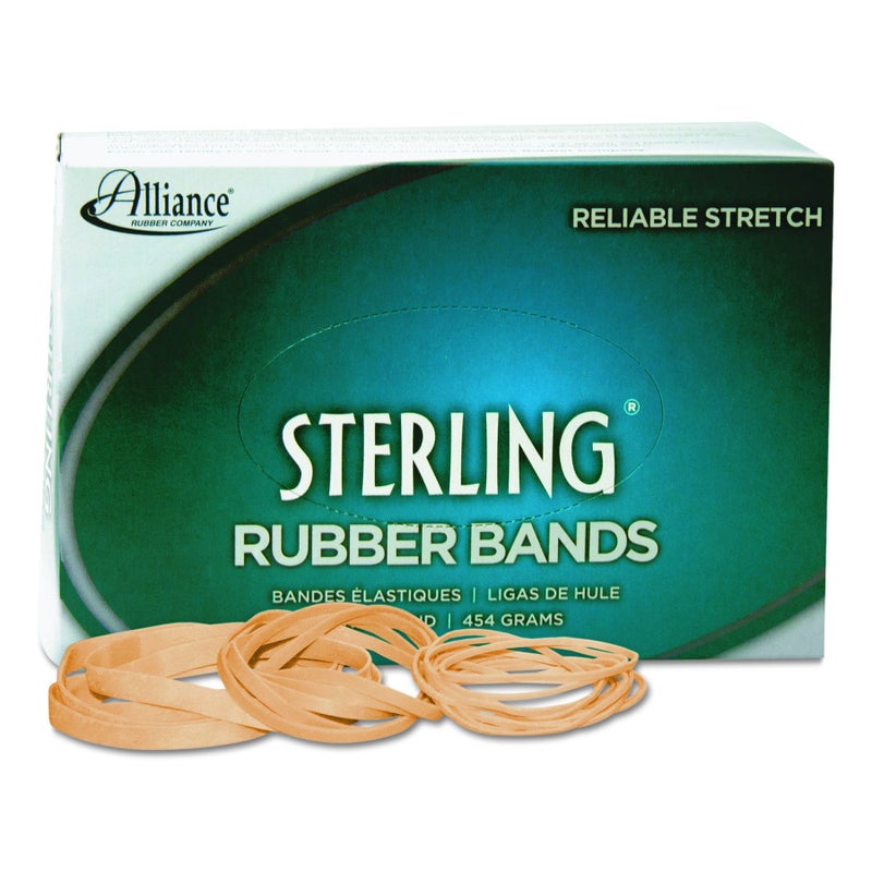 Alliance Rubber 25055 Sterling Rubber Bands Size #105, 1 lb Box Contains Approx. 70 Bands (5" x 5/8", Natural Crepe) - Image 1